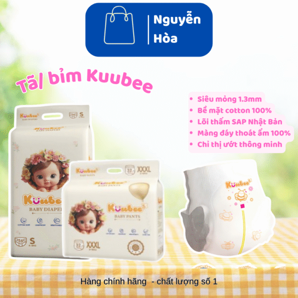 Tã Bỉm Kuubee Chính Hãng - Siêu Mỏng 1.3mm, Thoáng Khí & Thấm Hút Tốt